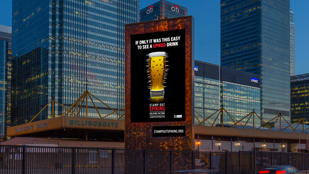 A recent Stamp Out Spiking awareness campaign.